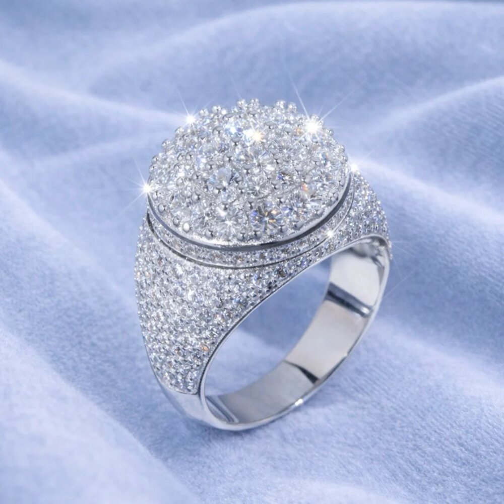 Huge Moissanite Engagement Ring | Passes Diamond Tester | 925 Silver Size 7